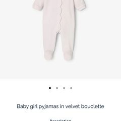 Jacadi Paris light pink velour all in one with petal edging detail Sz 0-3 mths very good condition