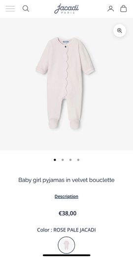 Jacadi Paris light pink velour all in one with petal edging detail Sz 0-3 mths very good condition