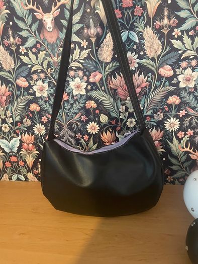 Handmade witch shoulder bag black and lilac