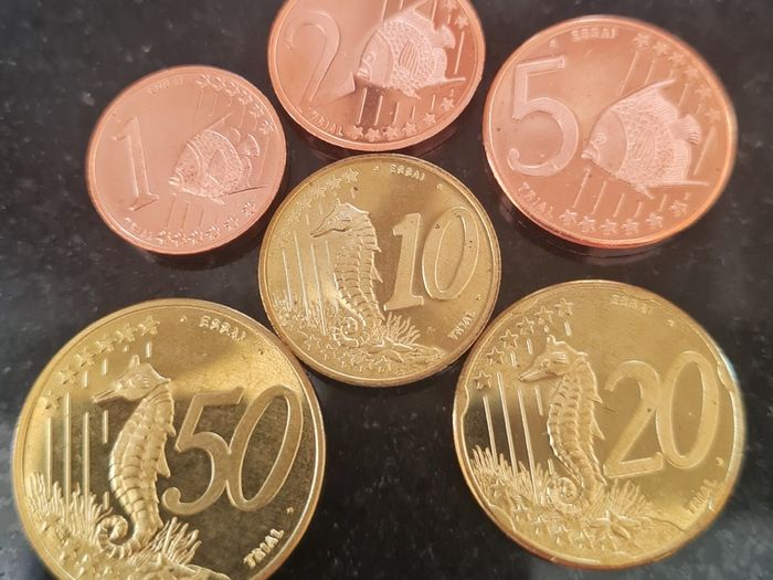Netherlands Curacao 1,2,5,10,20 & 50 Cent Prototype, Probe, Essai coin's (6 coin Lot)