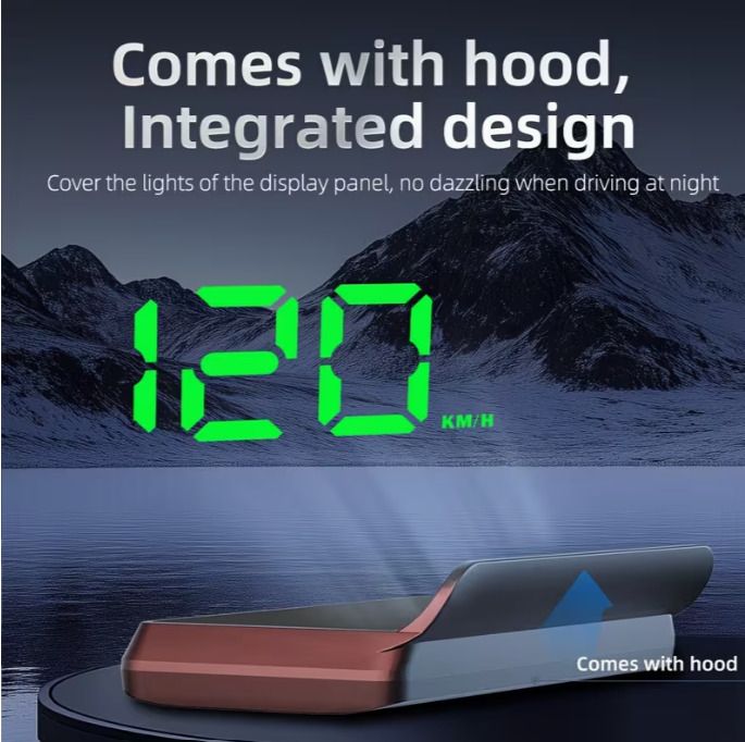 Car HUD head-up display, Km  W2 windshield speedometer projector with speed display and overspeed alert, automatic light sensor, mile/kilometer speed display, USB plug and play, suitable for all car models,
