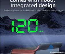 Car HUD head-up display, Km  W2 windshield speedometer projector with speed display and overspeed alert, automatic light sensor, mile/kilometer speed display, USB plug and play, suitable for all car models,