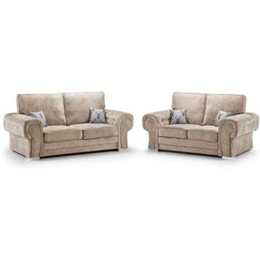 Verona Beige & Grey Scatter & Fullback Cushions Sofa