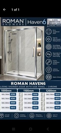 Roman haven6 sliding door and side panel chrome all sizes see below