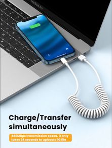 USB Cable For iPhone 14 13 12 11 XR X 7 iPad Charger Spring Coiled Original Lead