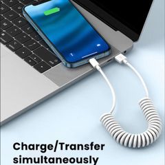 USB Cable For iPhone 14 13 12 11 XR X 7 iPad Charger Spring Coiled Original Lead