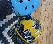 2 children's bike helmets.