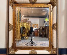 Decorative Parcel Gilt and Painted Bevelled Mirror