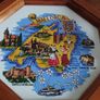 Decorative wooden tray with a ceramic base depicting a map of Mallorca. Image 3