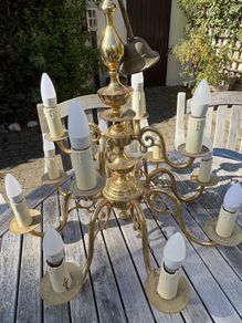 Brass 10 arm Chandelier/Ceiling light