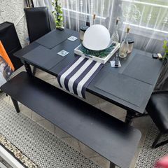 black wood extendable kitchen table / ezliving matching bench
