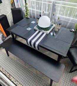 black wood extendable kitchen table / ezliving matching bench