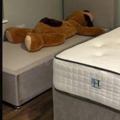 Single bed and headboard