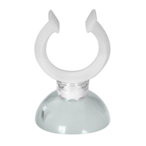 White Suction Cup Holder for 12/16mm Hose - 16mm Clip