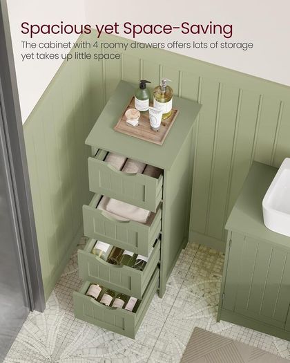 New Bathroom Floor Storage Cabinet (Laurel Green) FREE P&P