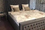 Plush Velvet Hilton Panel Bed With/Without Ottoman Gas Lift Storage bed