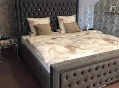 Plush Velvet Hilton Panel Bed With/Without Ottoman Gas Lift Storage bed