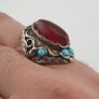 Antique Red Zirconia Ring  Rustic Brass Statement Jewellery Image 6