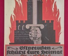 Germany, East Prussia protects the homeland, vintage style metal sign .