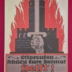 Germany, East Prussia protects the homeland, vintage style metal sign .