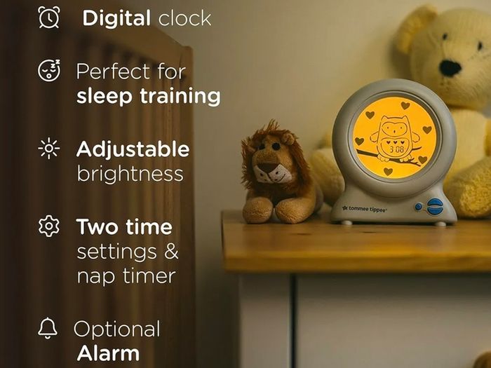 Tommee Tippee Groclock Sleep Trainer Clock, Alarm Clock and Nightlight for Young Children, USB-Powered
