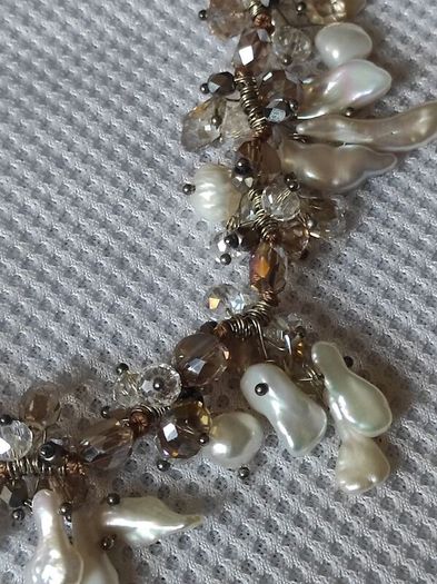 Pearls and crystals sterling silver necklace