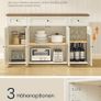 Sideboard Kitchen Cabinet with Worktop, Buffet Cabinet, Adjustable Shelves, Vintage Image 6