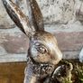 New bespoke 15cm high Jeeves the hare butler with tray and dried moss Image 10