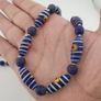 Antique Venetian African Style Stripe Eyes & Blue Glass Beads Necklace Image 5