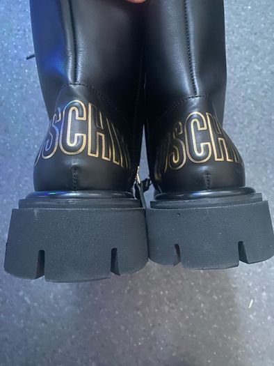 MOSCHINO Calfskin Combat Sole Ankle Boots Mens Chelsea