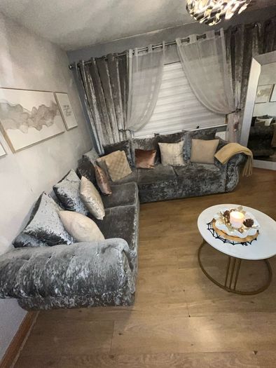 velvet L sofa