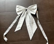 Bow for wedding, cream white, perfect for cake table, has ribbon at back to tie/hang up