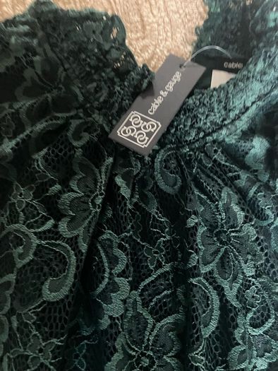 Bottle green lace top new with tags