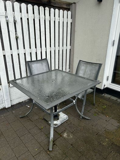 Garden table and two chairs