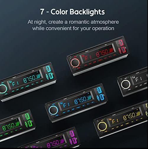 C301 Bluetooth 5.0 Car Radio, Avylet 7 LED Colors Car Stereo Handsfree Calling Stereo & Clock, FM Radio USB/AUX in/MP3/SD MP3 Player Wireless Remote Control