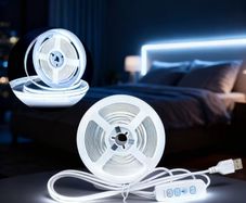 3-Key COB LED Strip Light, Powered by 5V USB, Button Controlled, Space Theme, Single Colour White, High Brightness,