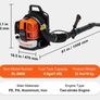 Backpack Leaf Blower, 63CC 2-Cycle Gas Leaf Blower with 1.89L Fuel Tank, 1110CFM Air Volume 220MPH Speed, Ideal for Lawn Care, Leaf Cleaning, and Snow Removal Image 2