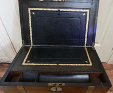 Antique Victorian  Brass Bounded Writing Box (WITH A KEY) 16" X 9" X 6,5"
