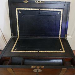 Antique Victorian  Brass Bounded Writing Box (WITH A KEY) 16" X 9" X 6,5"