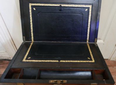 Antique Victorian  Brass Bounded Writing Box (WITH A KEY) 16" X 9" X 6,5"