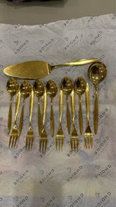 Cutlery/ Desert set sterling silver 800, gold plated