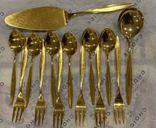 Cutlery/ Desert set sterling silver 800, gold plated