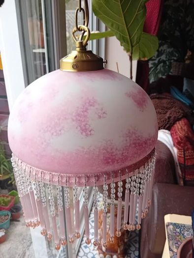 1940s glass french ceiling light