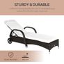 NEW SALE Garden Rattan Furniture Single Sun Lounger Recliner Bed Reclining Chair Patio Outdoor Wicker Weave Adjustable Headrest with Fire Retardant Cushion - Brown Image 7