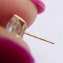 Vintage 14K Sold Yellow Gold Cushion Cut Cubic Zirconia Stud Earrings 0,88g Image 7