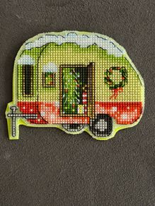 Handmade cross stitch winter magnet