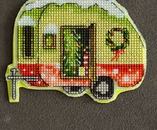 Handmade cross stitch winter magnet