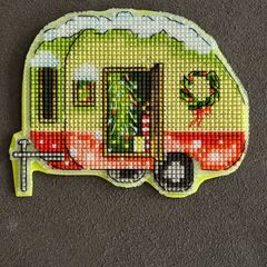 Handmade cross stitch winter magnet