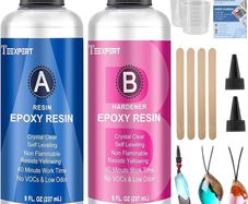 Resin Crystal Clear Kit -16oz /474ml Casting Resin for Jewellery DIY Art Resin Coating Easy Cast Epoxy, with Instructions/Bonus Sticks/Graduated Cups/Beak Cover/Dropper/Gloves