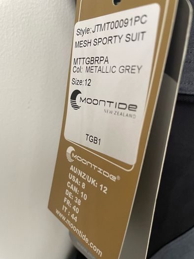 Moontide metallic grey sporty mesh Swimsuit size 12